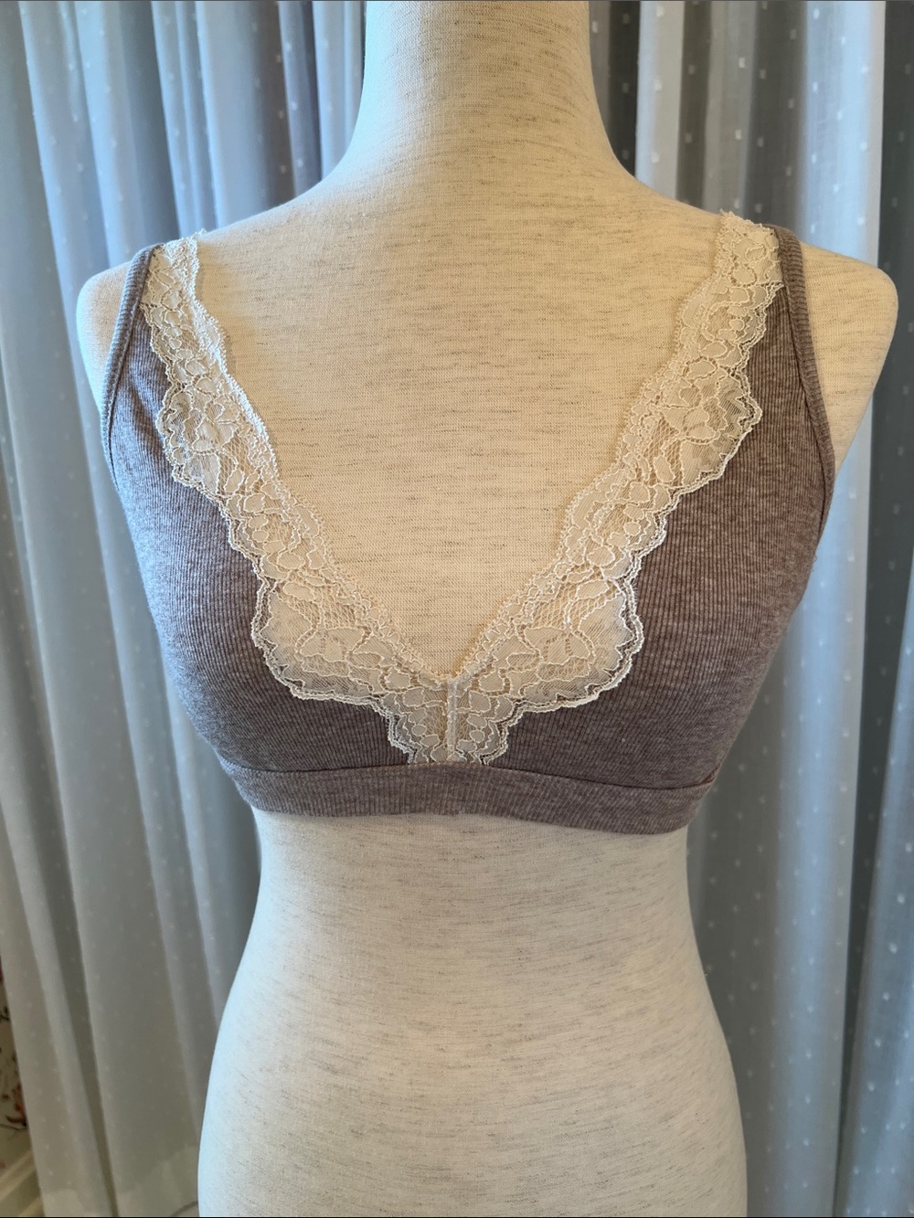 INTIMISSIMI SOFT RIBBED COTTON LACE-TRIMMED WIRELESS BRA